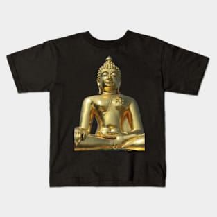 Buddhism Meditation Golden Buddha Yoga Spiritual Statue Kids T-Shirt